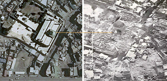 مسجد «النوری» موصل پیش و پس از تخریب +عکس